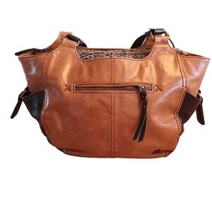 THE SAK "KENDRA" LEATHER DOUBLE HANDLE SATCHEL BAG